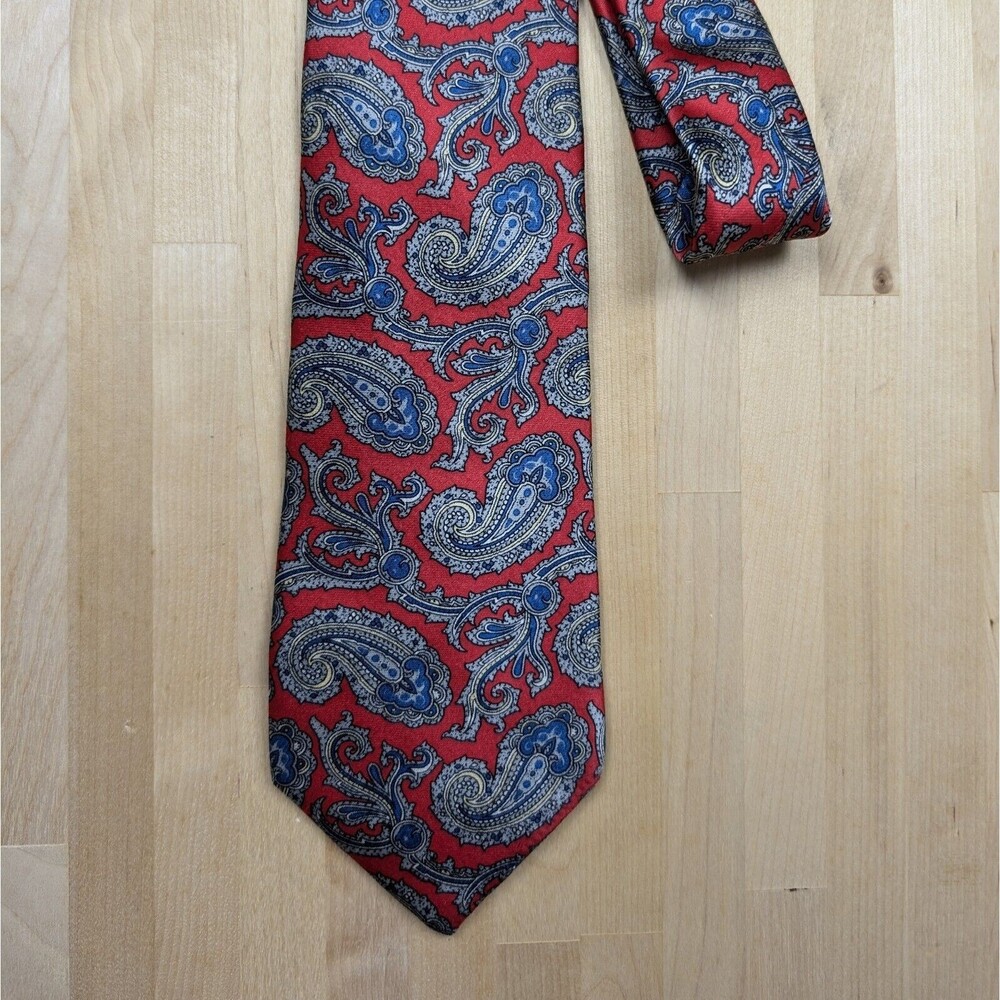 Vintage Burma Bibas Red and Blue Paisley Tie